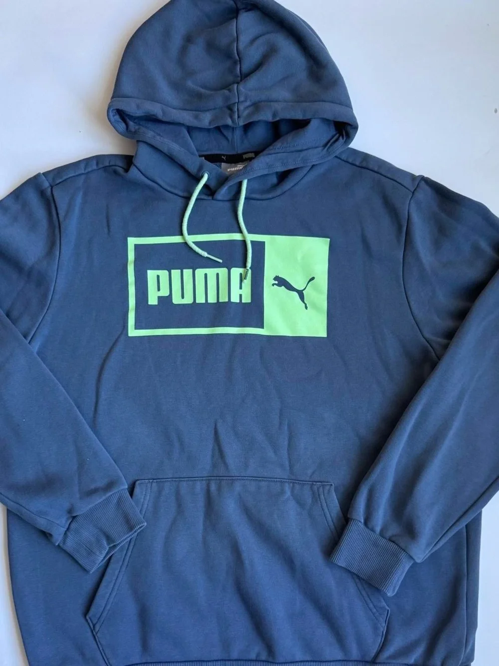 Mens Classic Athletic Puma Blue  Pullover Hoodie Sweater Size Large